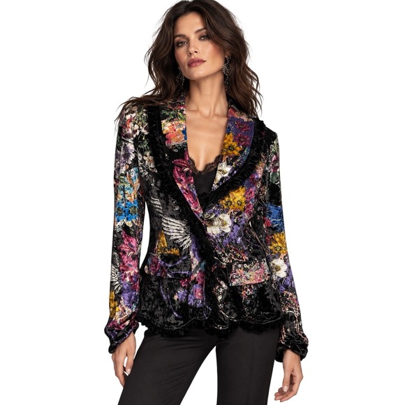 Alberto Makali Jackets & Blazers - Alberto Makali Crushed Velvet Blazer Jacket Floral Gothic Witchy  Art To Wear XL